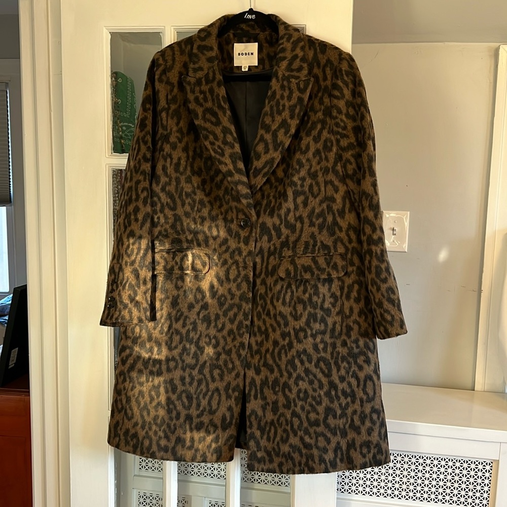 Boden Canterbury Leopard Coat 20/22 Regular
